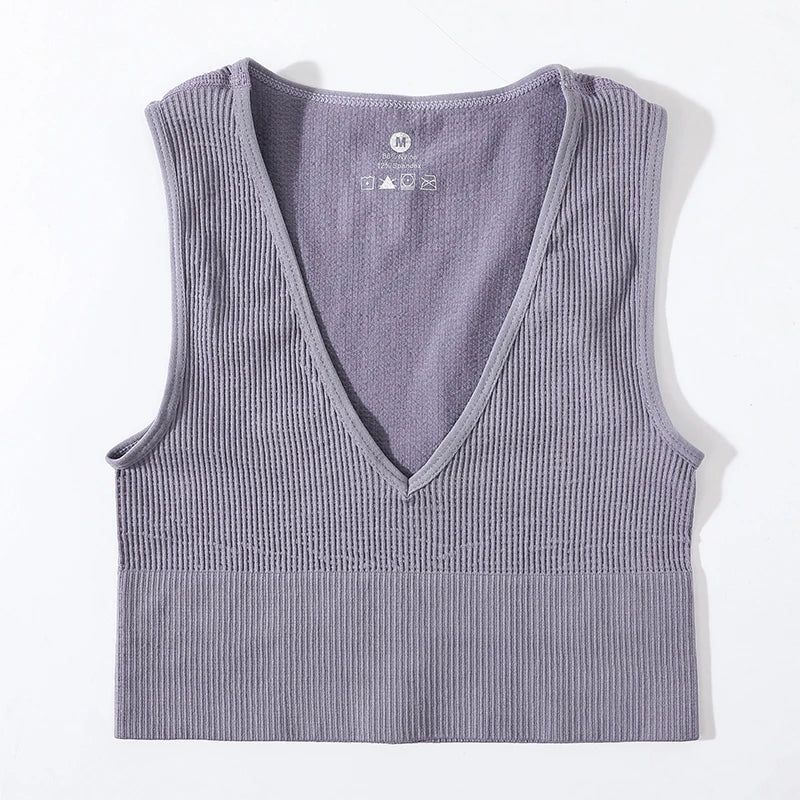 Women Crop Top Sexy Seamless Underwear Female Fitness Sleeveless Camisole Plunge Bralette Sports Cropped Tops Lingerie