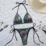 Sexy Leopard Bikini 2025 Halter Swimsuit Women String Swimwear Female Micro Bikini Set Brazilian Bathing Suit Push Up Swim Wear