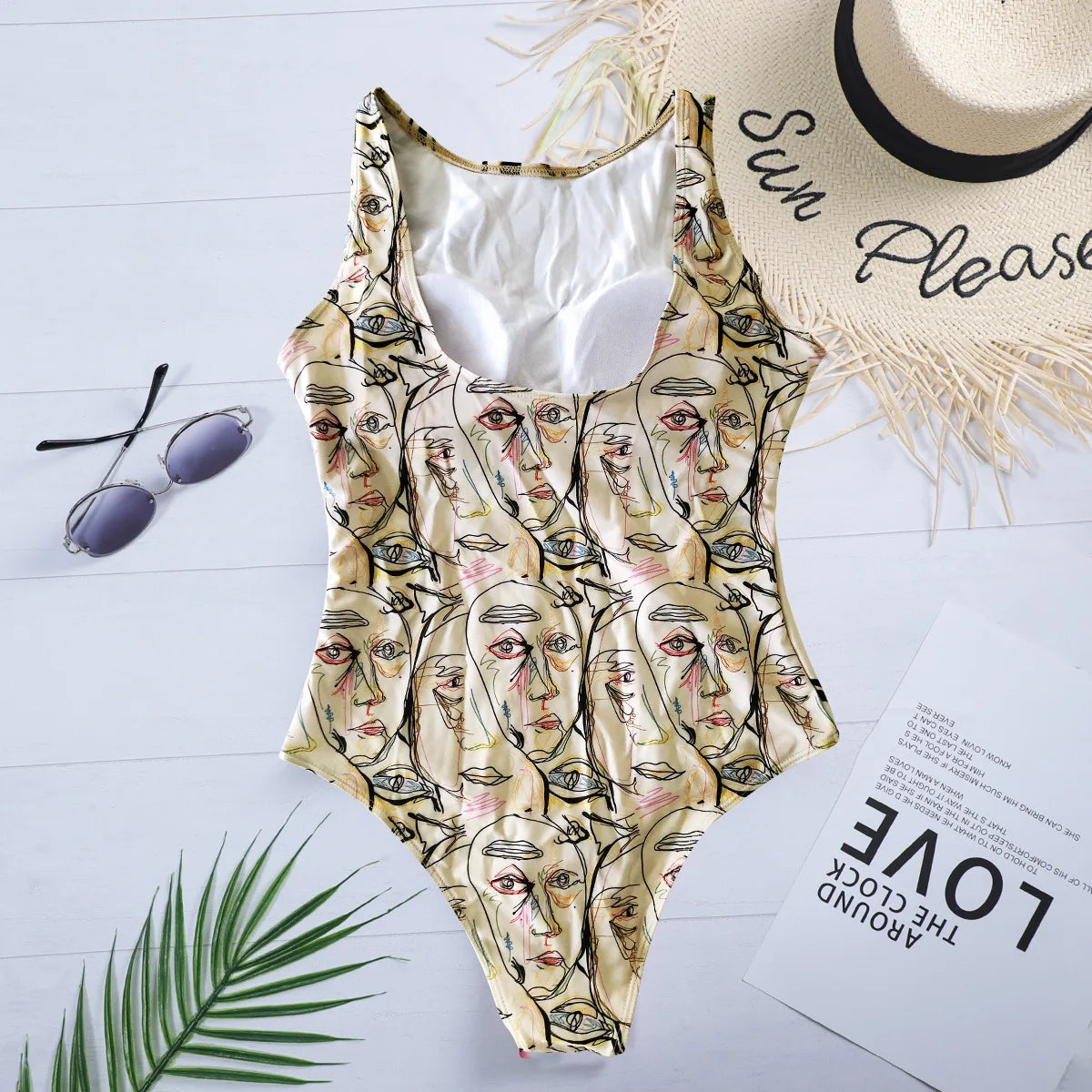 Striped Women One Piece Swimsuit High Quality Swimwear Printed Push Up Monokini Summer Bathing Suit Tropical Bodysuit Female