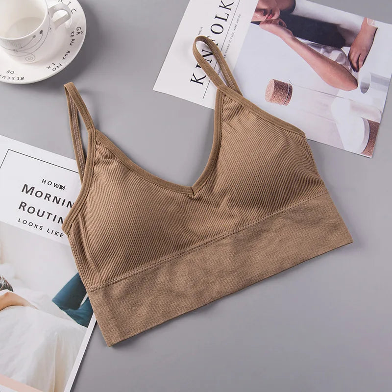 Women Tube Top U Back Crop Top Push Up Bra Sexy Lingerie Seamless Underwear Female Solid Color Sport Top Fitness Brassiere