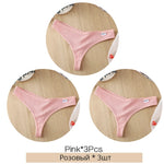 3Pcs/Set Women Cotton Thongs Panties Sexy Low Waist G-String Briefs Ladies Brazilian Lingerie Girls Breathable Intimates Bikini