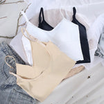 Women Crop Top Bandeau Bra Tube Top Female Cropped Sexy Seamless Underwear Lingerie Streetwear Low Back Bralette Removable Pads