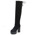 Square Chunky Block High Heels Riding Boots Women Slip On Thick Platform Rock Punk Botas Mujer Over the Knee High Boots Shoes