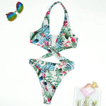 2025 Sexy High Cut Out Halter Female Swimwear One Piece Swimsuit Women Cross Bandage Monokini Bather Bathing Suit Swim Beachwear
