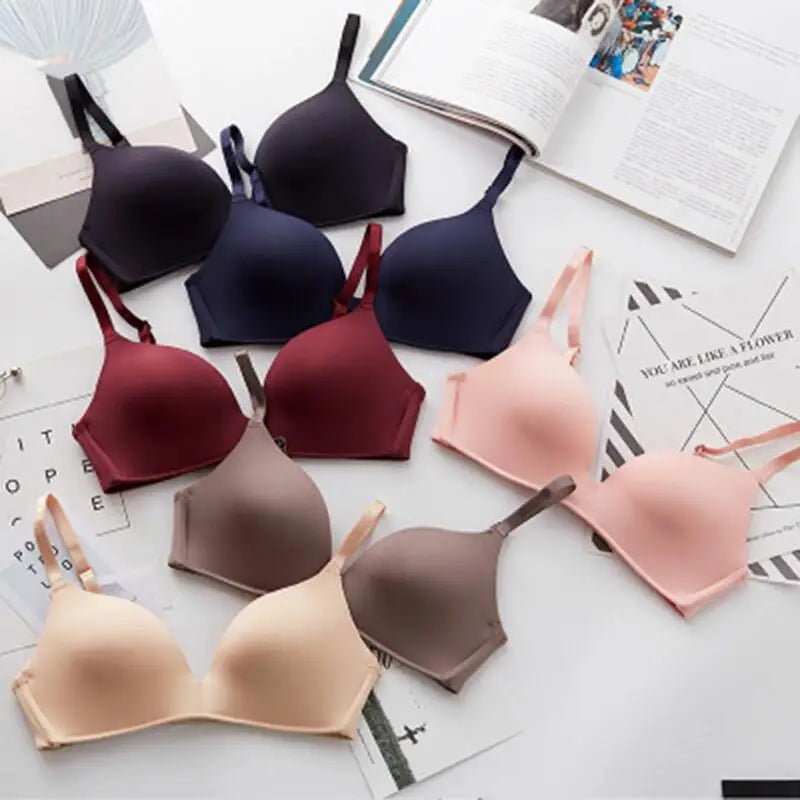 Thin Triangular Cup Bra Adjustable Shoulder Strap Gather Brassiere Wireless Anti-glare Bralette Seamless Sleeping Women Lingerie
