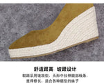 Suede princess women wedge shoes pointed toe pumps high heels platform Mary Jane office lady pumps party espadrilles cute shoesb