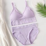 Sexy Women Bra Panties Set High Rise G-String Sports Bra Top Seamless Underwear Fitness Bra Top Female Lingerie Set Intimates