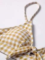 ZTVitality Bow Plaid Bikinis Push Up Sexy Bikini 2021 Hot Sale Straps Padded High Waist Swimsuit Retro Swimwear Women Biquini