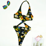 2025 Sexy High Cut Out Halter Female Swimwear One Piece Swimsuit Women Cross Bandage Monokini Bather Bathing Suit Swim Bodysuit