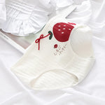 1PC Cotton Panties Soft Underwear Women Mid-Waist Briefs Female Red Strawberry Hearted Print Design Ladies Sexy Lingerie Panty