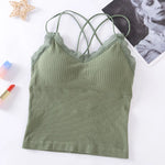 Summer Tank Top Women Crop Tops Sexy Lingerie Beauty Back Seamless Underwear Lace Bralette Camis Female Padded Camisole Femme