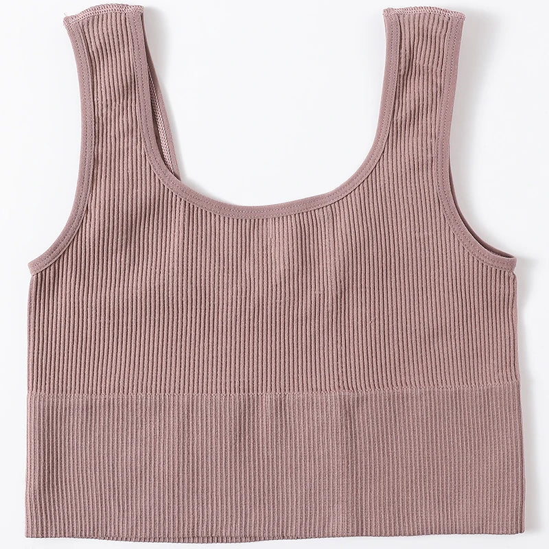 Women Crop Top Seamless Underwear Ribbed Bralette O Neck Bra Tops Female Bra Crop Top Fashion Tanks Top Streetwear Camisole