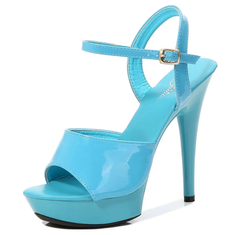 Womens High Heels Sandals 13cm Sexy Stripper Party Pumps Shoes Women Gladiator Platform Candy Color Sandals9j4r