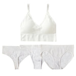 4pcs/set Women Underwear Set Active Wear Bra Top Female U Back Sports Bra And Panties Set G-String Thongs Sexy Lingerie