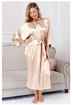 Sexy women extra long bathrobe Silky Satin robe Charming Women's Lengthened Casual Bathrobe Long Sleeved Robe Homewear
