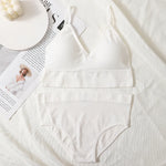 Women Bra And Panty Set Low Back Bra High Waist Briefs Female Sexy Lingerie Set Wire Free Brassiere Seamless Underwear Crop Top