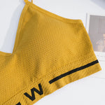 Letter Printed Elastic Underband Bralette Women Removable Breathable Pads Thin Straps Tank Bra One Size Daily Intimates
