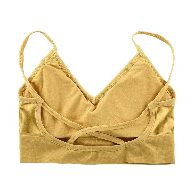 Women Tube Top Seamless Bra Crop Top Solid Color Sports Sexy Lingerie Active Bra Tops Underwear With Removable Pads