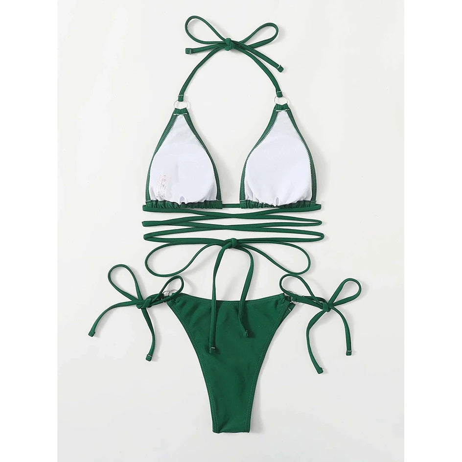 Sexy Micro Bikini 2025 Criss Cross Swimwear Bandage Woman Swimsuit Female Thong Bikinis Set 2 Piece Women Bathing Suit Beachwear