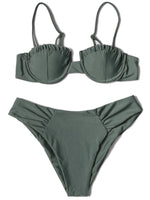 ZTVitality Solid Swimwear Women 2025 Newest Push Up Sexy Bikini Padded Bra Underwire Mid Waist Folds Swimsuit Brazilian Biquini