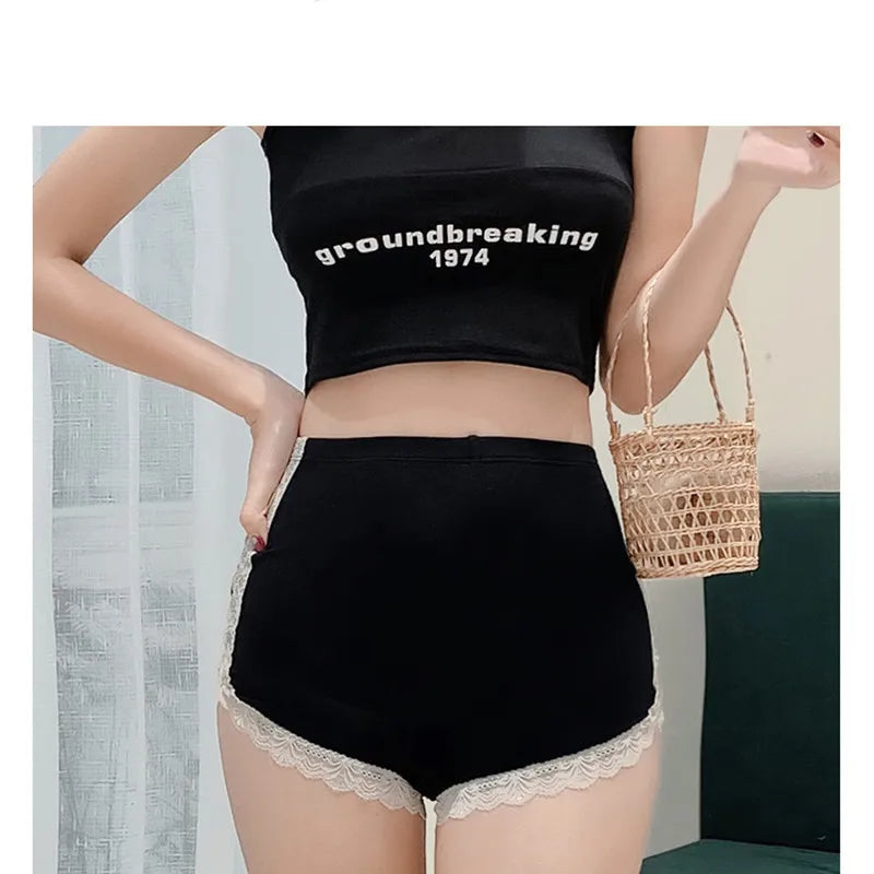 Ice Silk Safety Pants Women Shorts High Rise Underwear Sexy Lingerie Summer Under Skirt Shorts Female Lace Panties