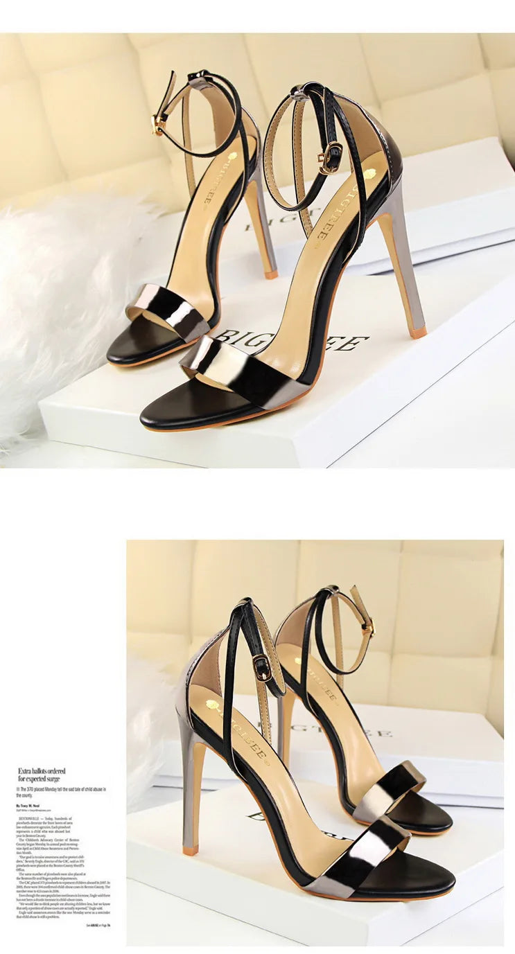 BIGTREE Shoes 11 cm High Heeled Sandals Women Summer Shoes Stiletto High Heels Open toed hollowed out Women Sandals Party Shoes