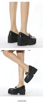 Spring Autumn Chunky Heel Vintage Lolita Shoes Women Platform Shoes Mary Jane Buckle Strap School Shoes For Girls Blackty7