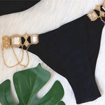 Halter Rhinestone Diamond Bikini Women Swimsuit Female Bikinis Metal Chain Swimwear Two Pieces Bikini Set Bathing Suit Swim Lady