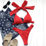 Sexy Halter Push Up Bra Cup Bikini 2025 Women Swimsuit Female Swimwear Two Pieces Bikini set Brazilian Bathing Suit Swim Beach