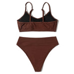 ZTVitality Push Up Solid High Waist Bikini 2025 New Straps Padded Ribbed Sexy Swimsuit Beachwear Swimwear Women Bathing Suit S-L