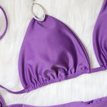 Sexy Rhinestone Bikini 2026 Women Solid Purple Metal Chain Swimsuit Brazilian Summer Beach Bathing Suit Luxury Thong Swimwear