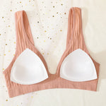 Women Push-Up Bra And Panties Set Sexy Lingerie V-neck Non-wire Bralette with Removable Pads Seamless Crop Top High Waist Thong