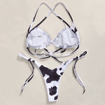 Sexy Printed Ruffled Frilled Thong Bikini Women Swimwear Female Swimsuit Two Pieces Bikini set Micro String Bathing Suit Swim