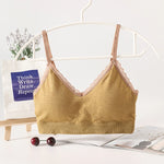 Lace Rim Tube Top Bras For Women Seamless Crop Top Cotton Underwear Sexy Lingerie Bralette Sports Bandeau Bra Removable Pads
