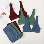 Women Seamless Bra And Panties Set Female Sport V-neck Unlined Bra High Rise Shorts Stretchy Underwear Sexy Lingerie Set
