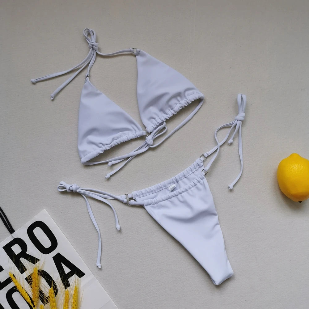 2025 Polka Dot Mini Micro String Bikini Women Swimsuit Female Bikinis Brazilian Swimwear Two Pieces Bikini Set Bathing Suit Swim