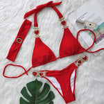 Halter Rhinestone Diamond Bikini Women Swimsuit Female Bikinis Metal Chain Swimwear Two Pieces Bikini Set Bathing Suit Swim Lady