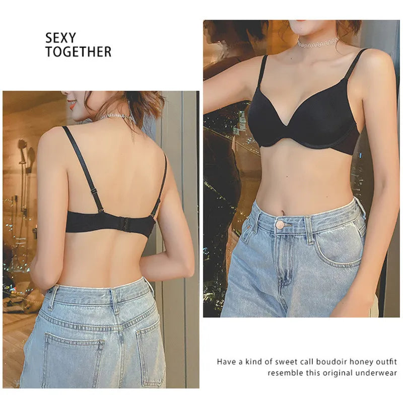 Backless Push-Up Bras For Women Seamless Underwear Sexy Lingerie 3/4 Cup Bralettes Wireless Brassiere Comfort T-Shirt Bra