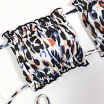 Tie Dye Pleated Ruffled Bikinis Bandeau Bikini Women Swimsuit Female Swimwear Two-pieces Bikini Set Hollow Out Bathing Suit Swim