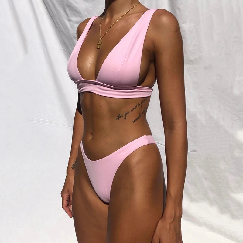 2025 Brazilian Triangle Bikinis High Cut bikini Women Swimsuit Female Swimwear Two pieces bikini Set Bather Bathing Suit Swim