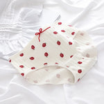 1PC Cotton Panties Soft Underwear Women Mid-Waist Briefs Female Red Strawberry Hearted Print Design Ladies Sexy Lingerie Panty