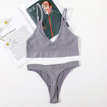 Women Seamless Bra And Panties Set Low Rise Thongs U-Shape Back Crop Top Bralette Comfort Sport Underwear Sexy Lingerie Set