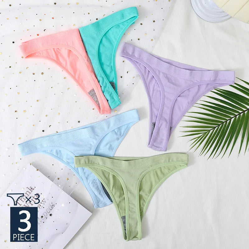 3PCS/Set Seamless G-string Panties Women Underwear Female Underpants Low Waist Thong Sexy Lingerie Seamless Sports Panties