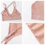 Women Seamless Bra And Panties Set Low Rise Thongs U-Shape Back Crop Top Bralette Comfort Sport Underwear Sexy Lingerie Set