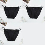 3Pcs/Set Sexy Women Brazilian Panties Ice Silk Briefs Female Underpants Seamless Underwear Lace Trims Low Rise Briefs M-XL
