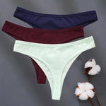 3Pcs/Set Women Cotton G-String Panties Female Low Rise Thongs Ladies Sexy Bikini 7 Solid Color Girl Soft M-XL Intimates Lingerie