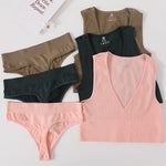 Sexy Women Bra Set Seamless Underwear High Waist Thongs Fashion Bralette Ribbed Tops Brassiere Basic Crop Top Female Lingerie