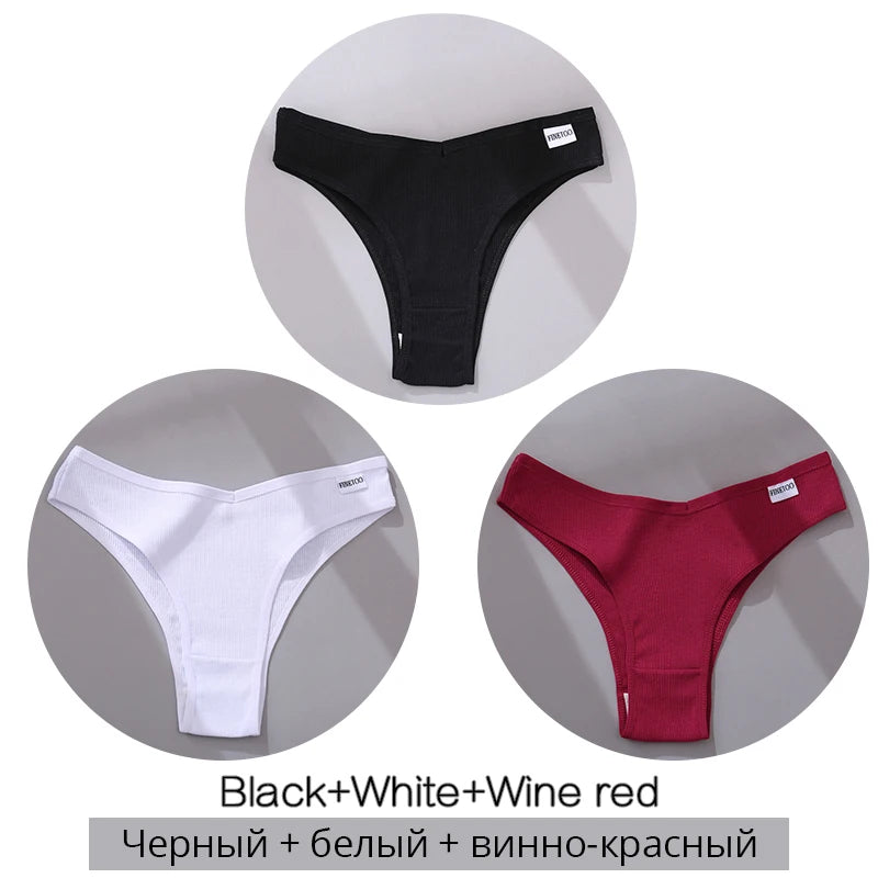 3Pcs/Set Cotton Women Briefs Sexy Seamless Brazilian Panties Female Low Rise Underwear Breathable Underpants Girls M-XL Intimate