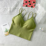 Women Crop Top Tank Top Female Top Seamless Underwear Camis Comfort Wireless Bras Top Removable Pads Female Camisole