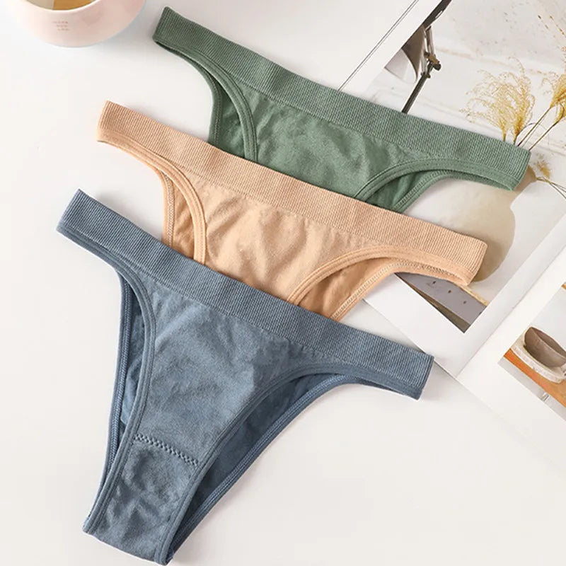 2PCS/Set Seamless Women Brazilian Panties Female Underpants High Leg Cut Underwear Sexy Lingerie Bikini Sports Briefs M-L